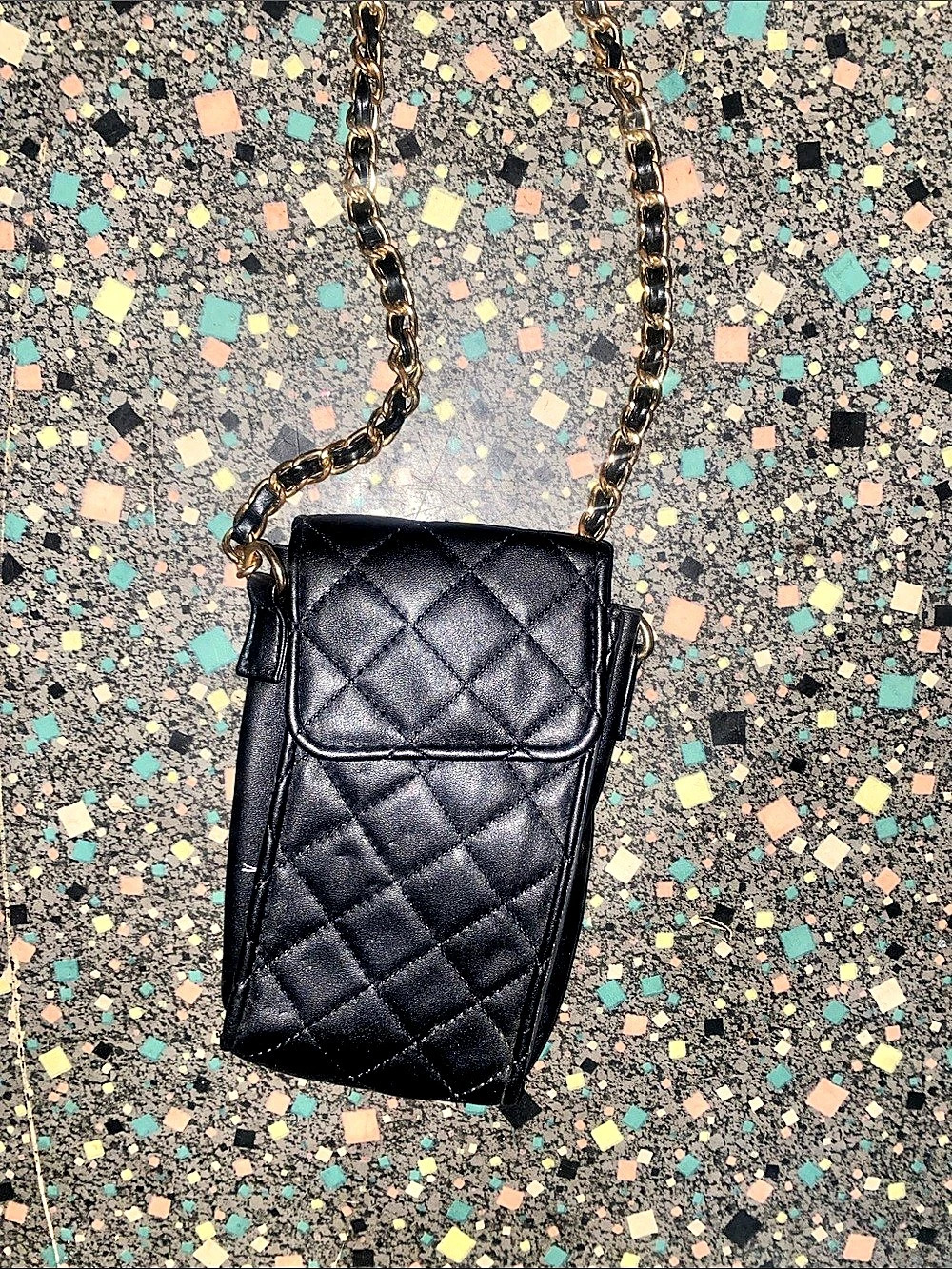 Quilted Chain Mini Bag in Black